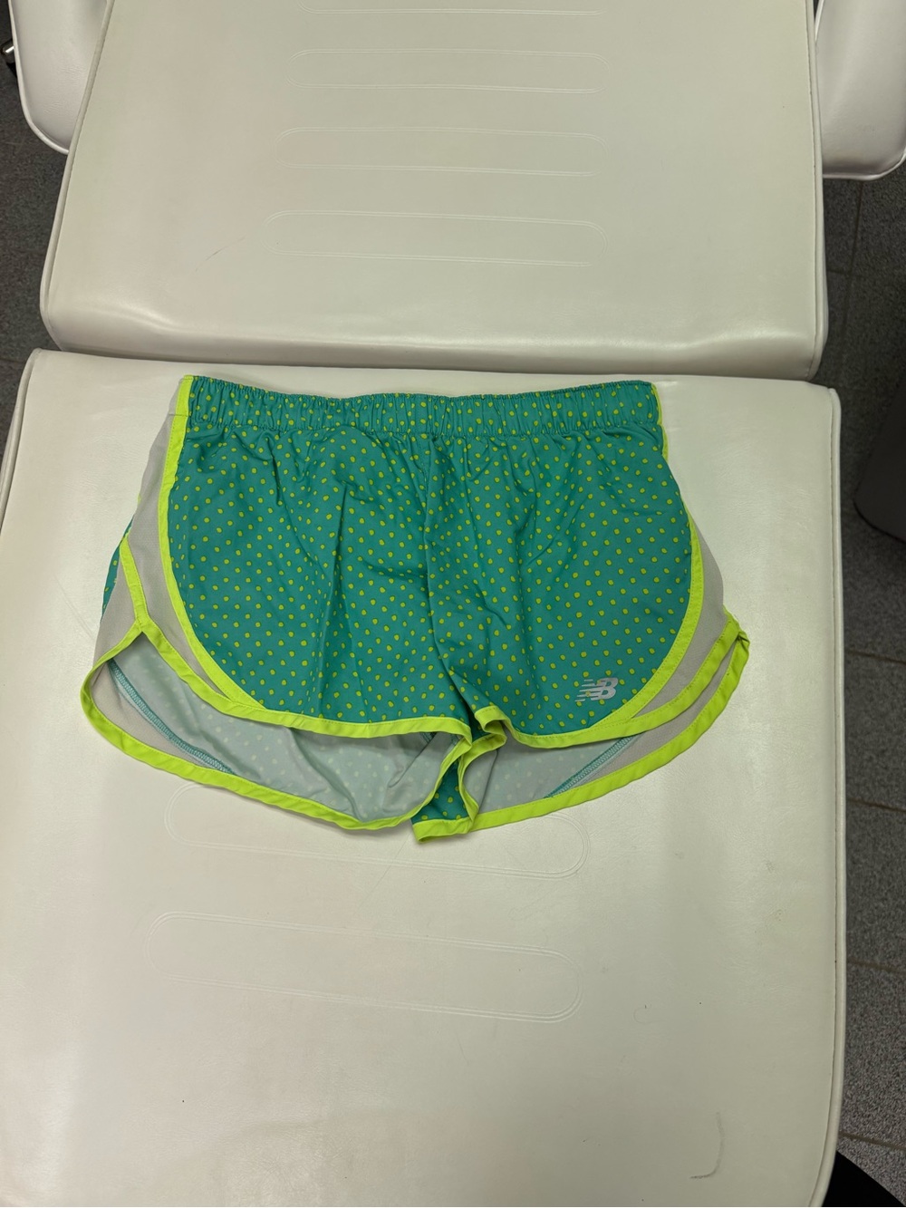 New Balance Women's Teal Dot Running Shorts with Neon Trim